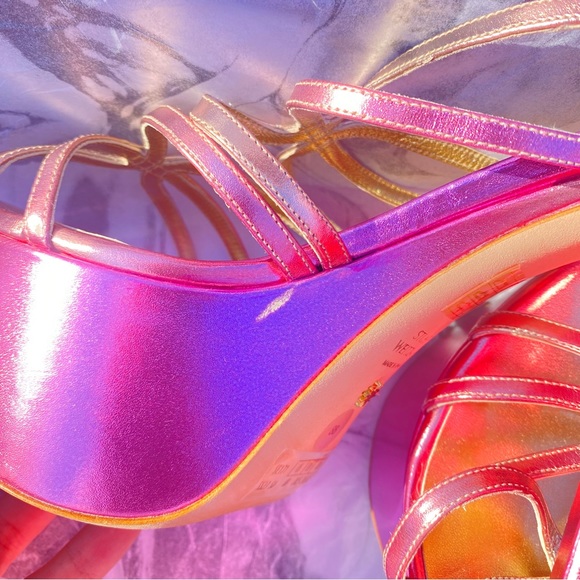 Stuart Weitzman Barelythere Squarehigh Platform Sandal in Hot Pink Multi - Picture 5 of 9